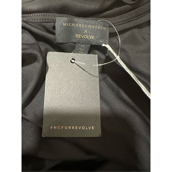 NWT Michael Costelllo X Revolve Ruched Open Back Halter Izzy Mini Dress Black XS - Picture 10 of 10